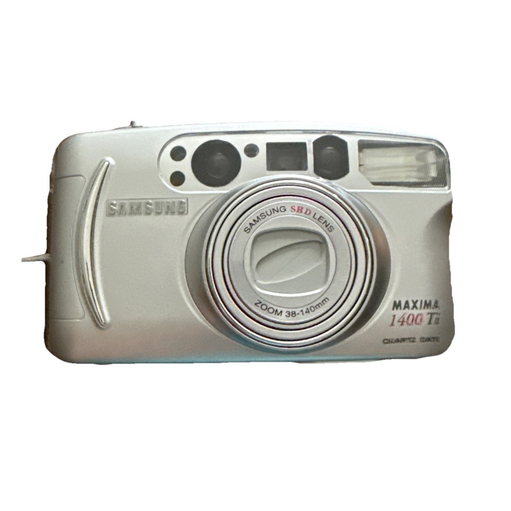 Samsung Maxima 1400 TI Quartz Date QD 35mm Film Camera Silver Tested Works